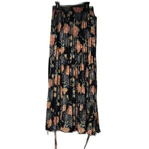 Lularoe Deanne Wrap Skirt Maxi Sz XS Floral Fall Winter Pleated Long Tie Waist